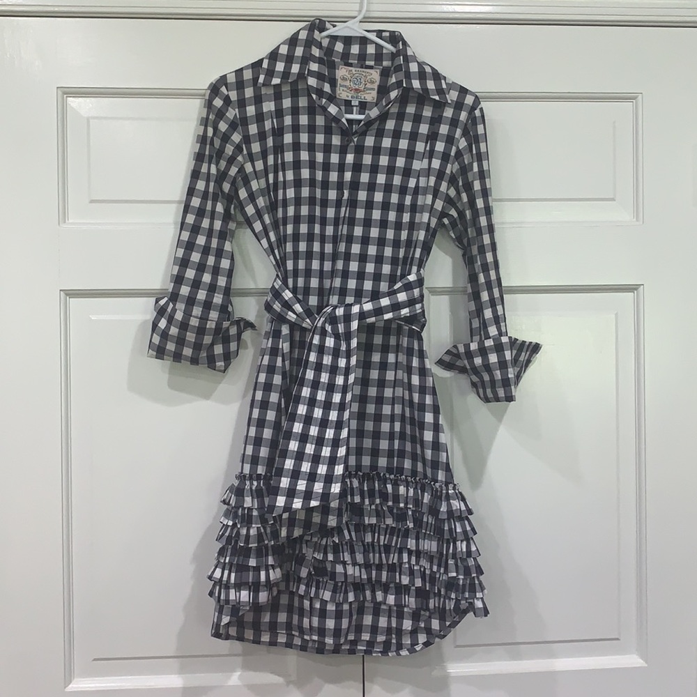 Navy Gingham Shirt Dress